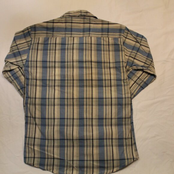 Old Skool Baby Blue/cream Checkered Long Sleeve Button Up Shirt - Picture 3 of 3